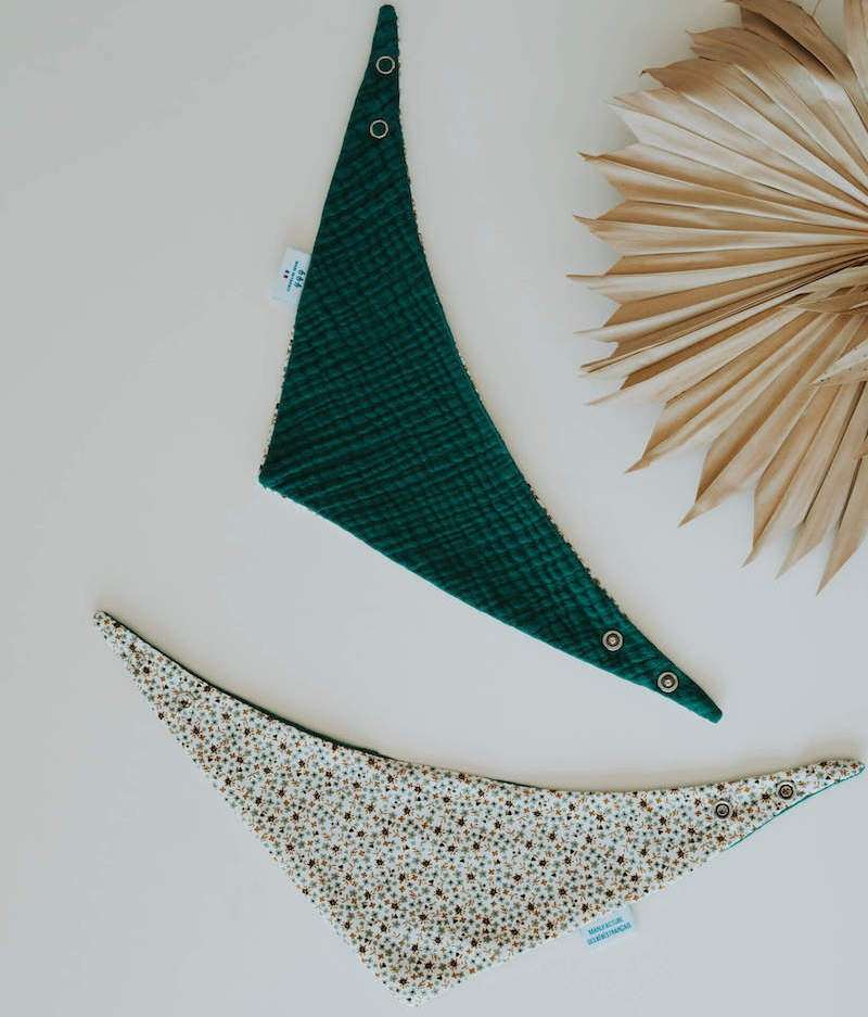 BAVE A ROI - VERT SAPIN - BAVOIRS BANDANAS - MANUFACTURE DES BEBES FRANÇAIS