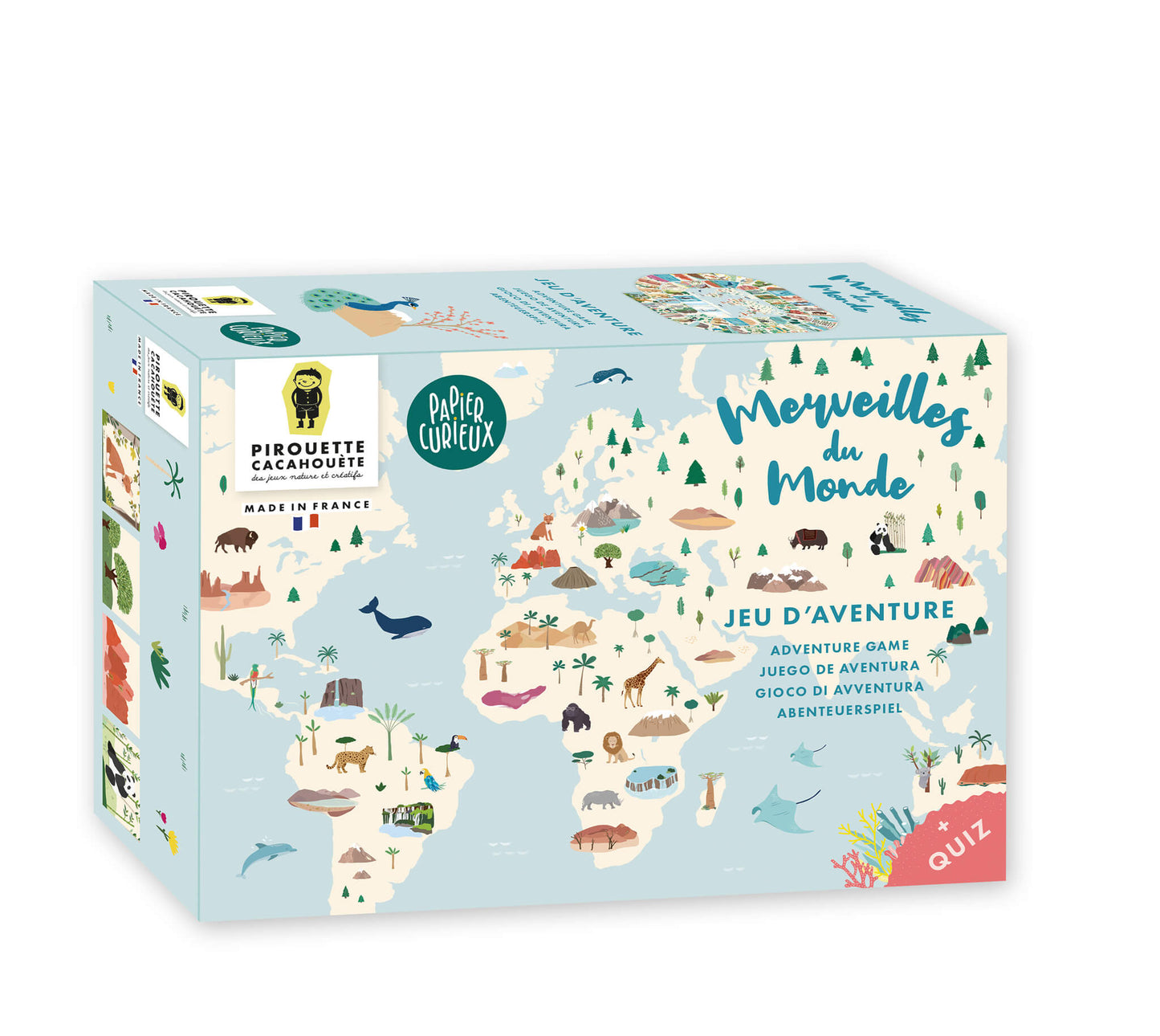 boite jeu d'aventure merveilles du monde pirouette cacahouete papier curieux