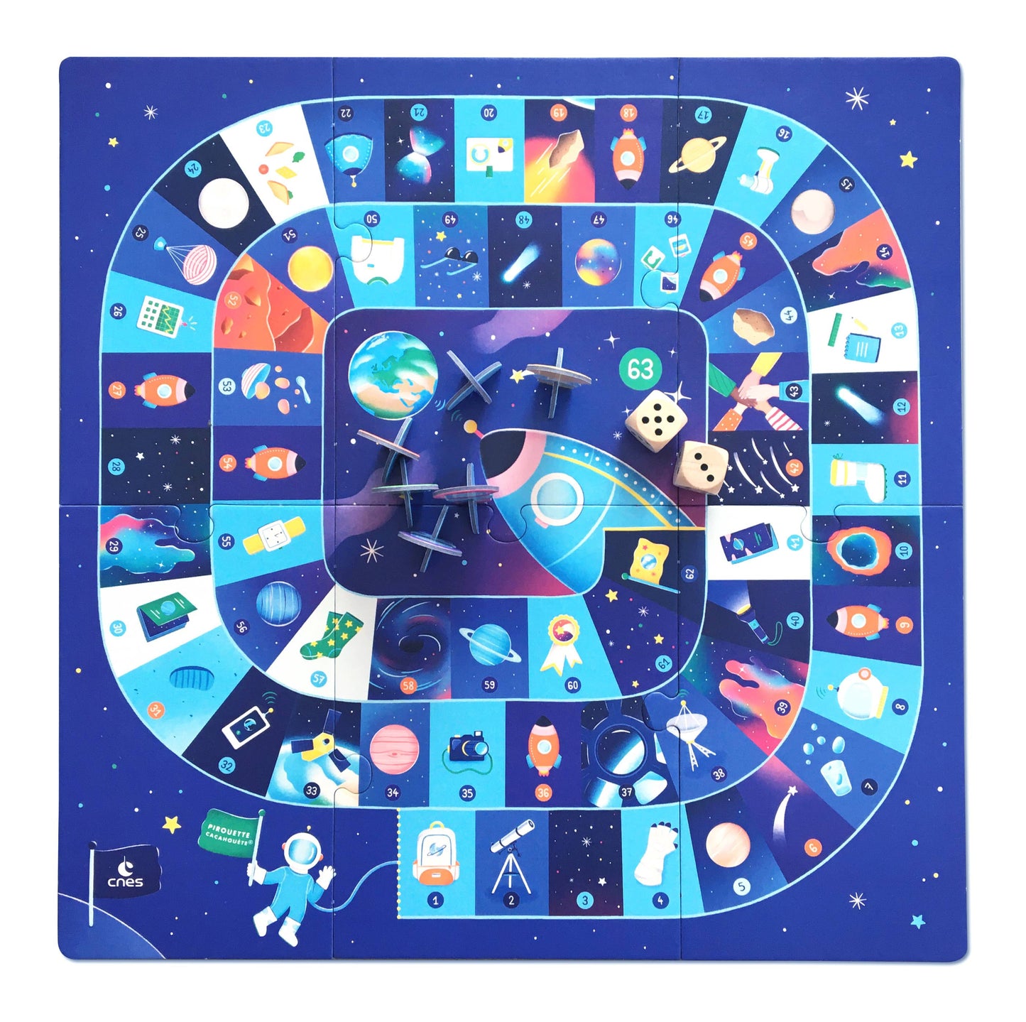 JEU DE L’OIE DE L’ESPACE - JEUX DE SOCIETE - PIROUETTE CACAHOUETE