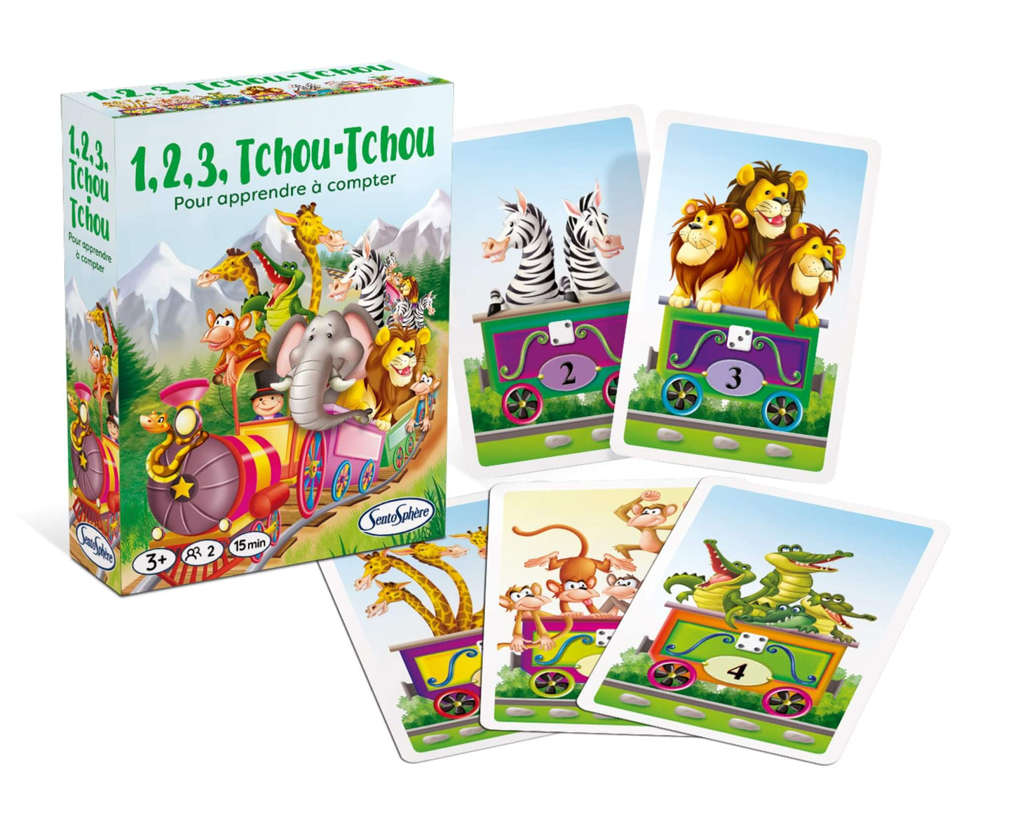 vue boite et cartes du jeu de cartes pour enfants de 3 ans pour apprendre les chiffres