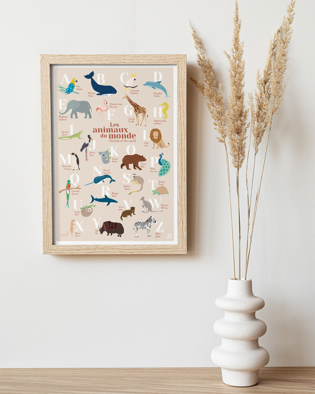 L’ABECEDAIRE DES ANIMAUX DU MONDE BILINGUE ANGLAIS - AFFICHES - PAPIER CURIEUX