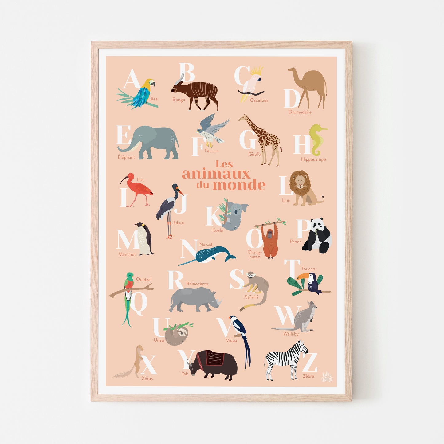 L’ABECEDAIRE DES ANIMAUX DU MONDE - ROSE - AFFICHES - PAPIER CURIEUX