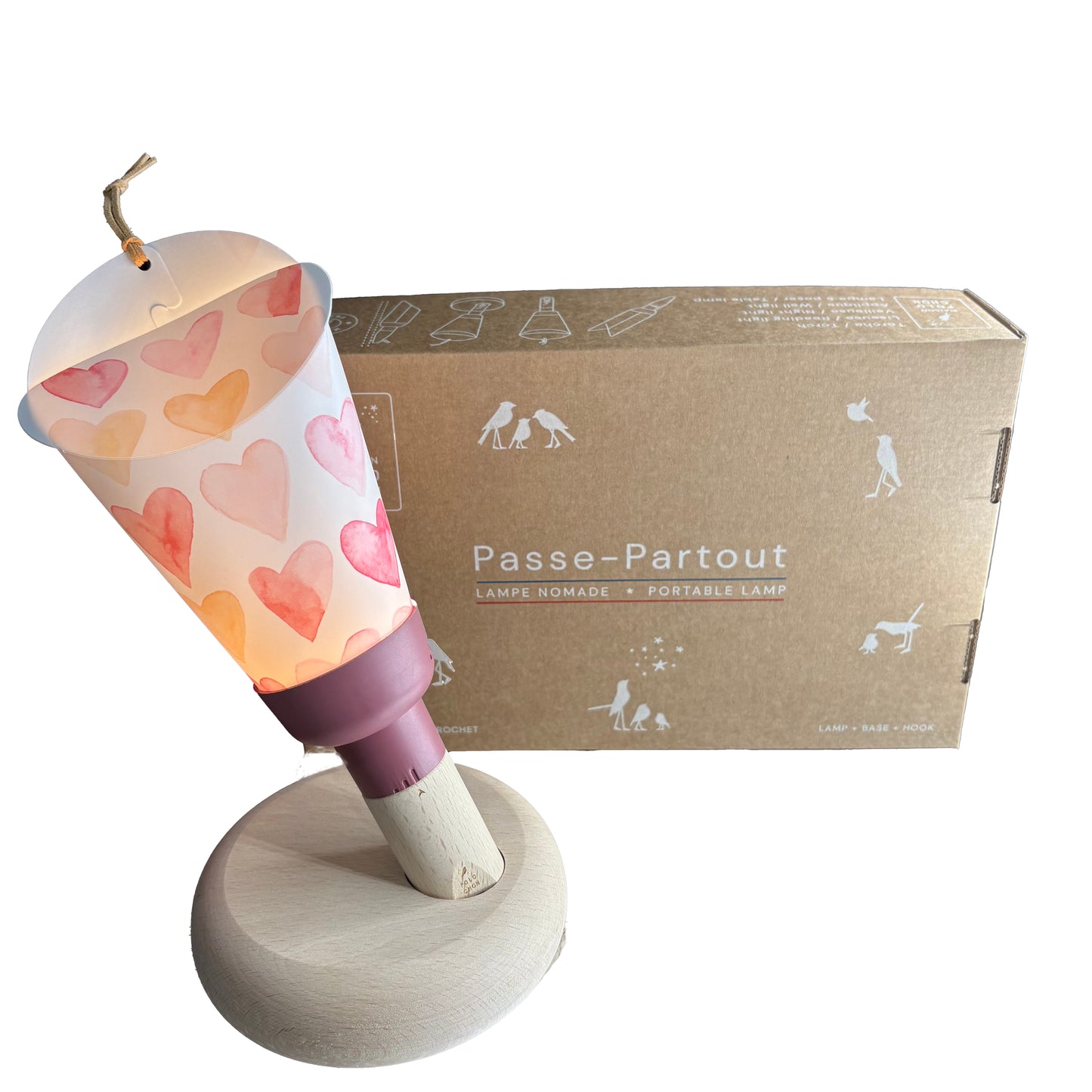 LAMPE PASSE-PARTOUT JOLI COEUR ROSE D'ANTAN
