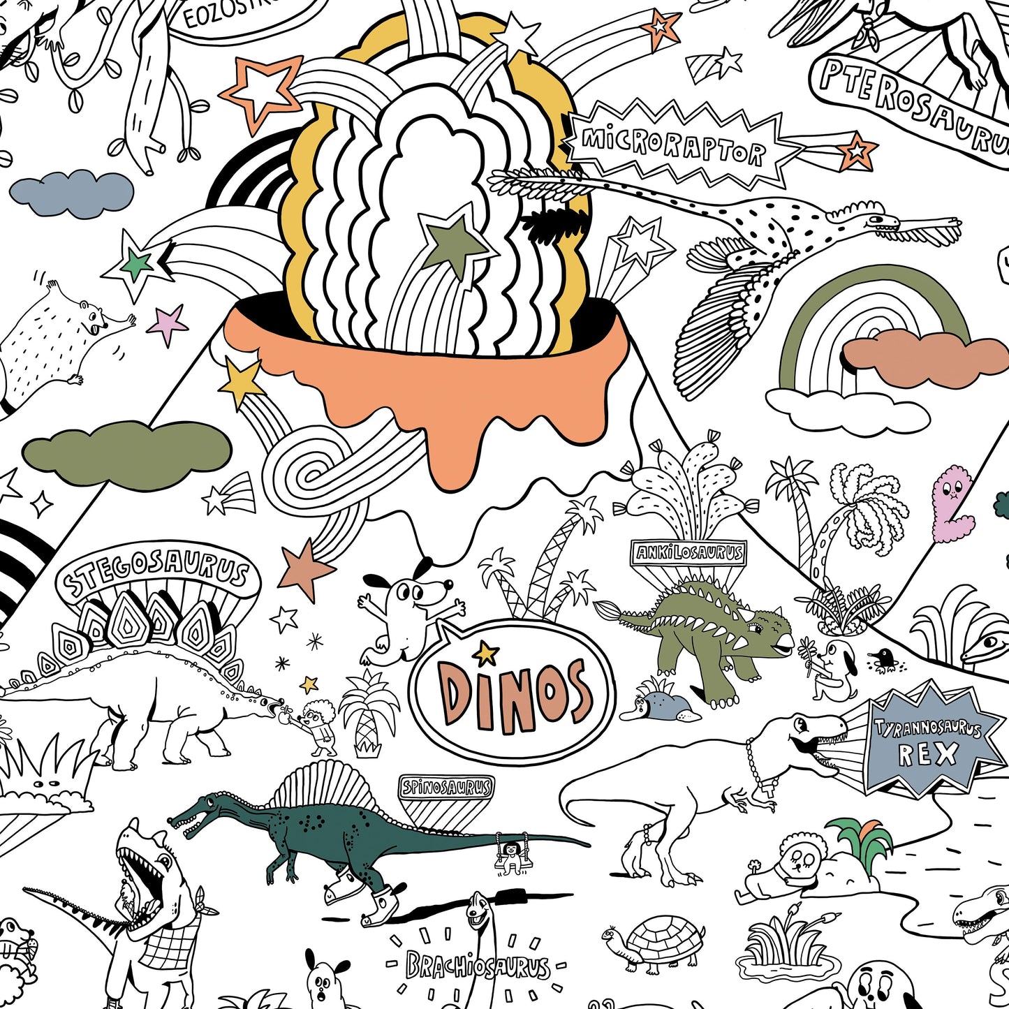 POSTER GEANT A COLORIER DINOWORLD - COLORIAGES - PIROUETTE CACAHOUETE