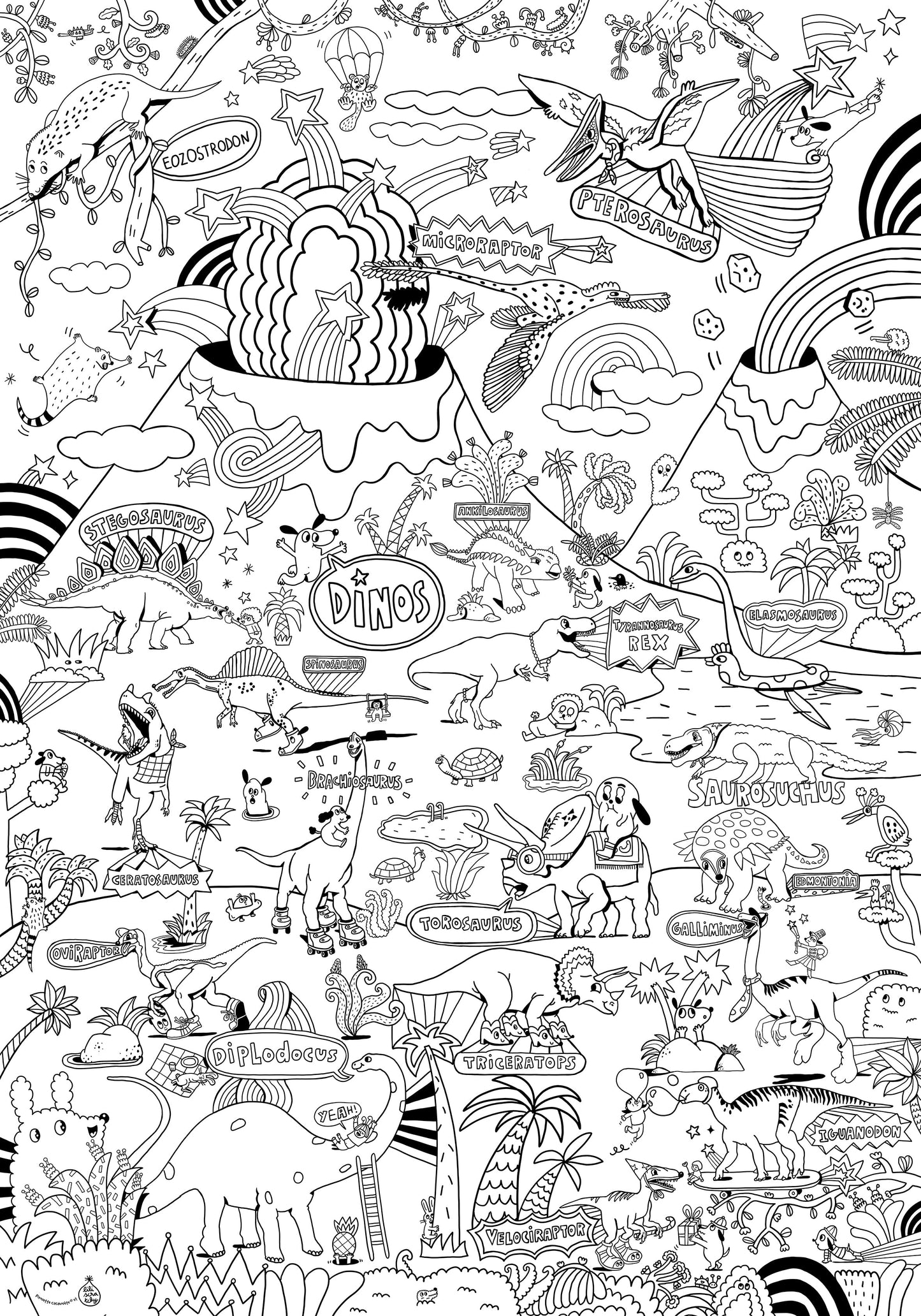 POSTER GEANT A COLORIER DINOWORLD - COLORIAGES - PIROUETTE CACAHOUETE