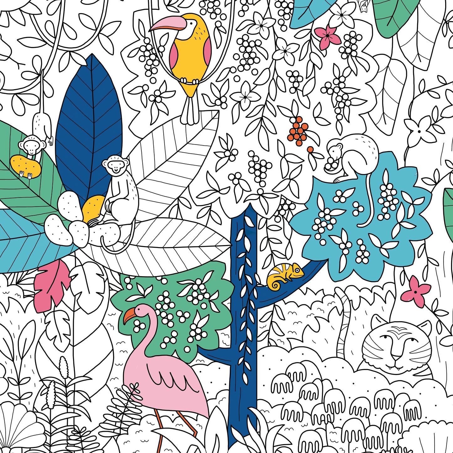 POSTER GEANT A COLORIER LA JUNGLE - COLORIAGES - PIROUETTE CACAHOUETE