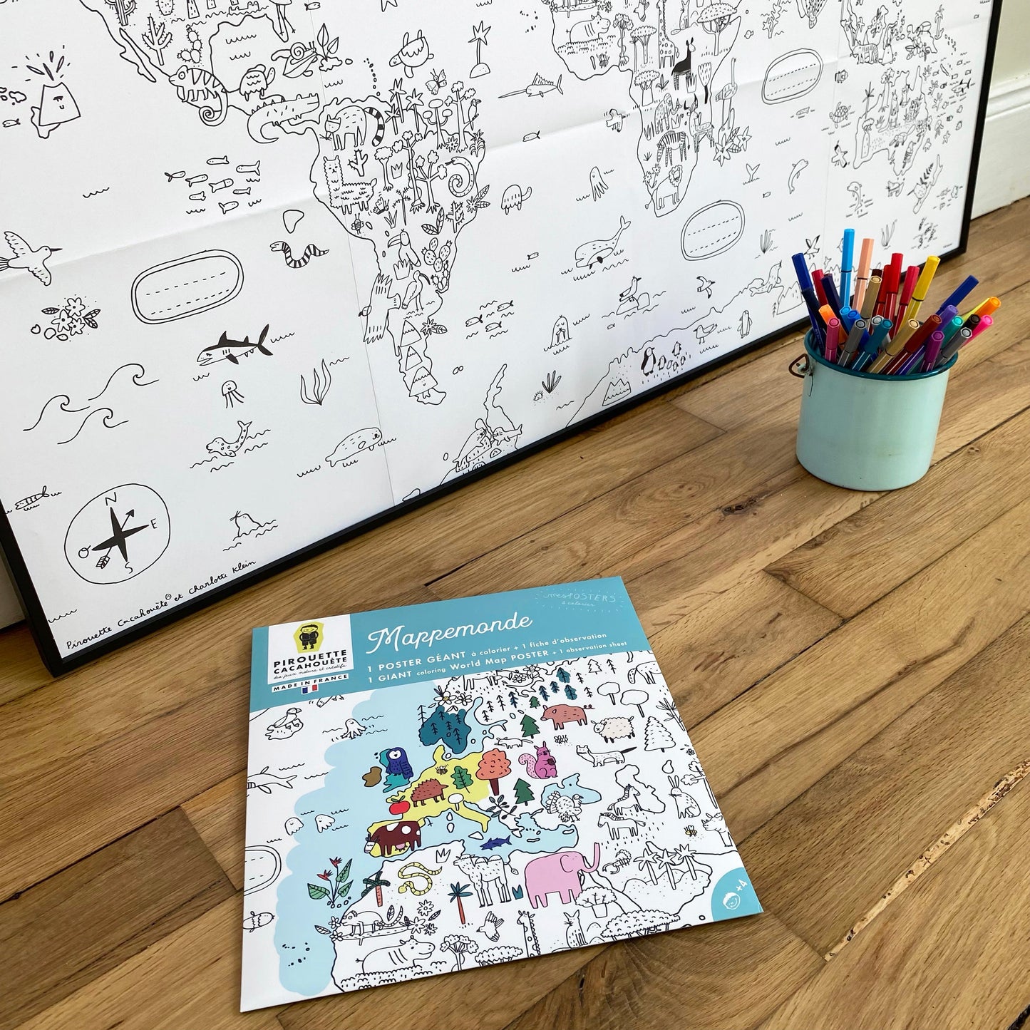 POSTER GEANT A COLORIER MAPPEMONDE - COLORIAGES - PIROUETTE CACAHOUETE