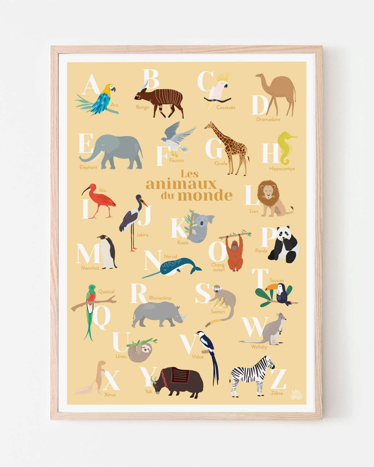 affiche abecedaire animaux du monde pour un joli cadeau de naissance enfant