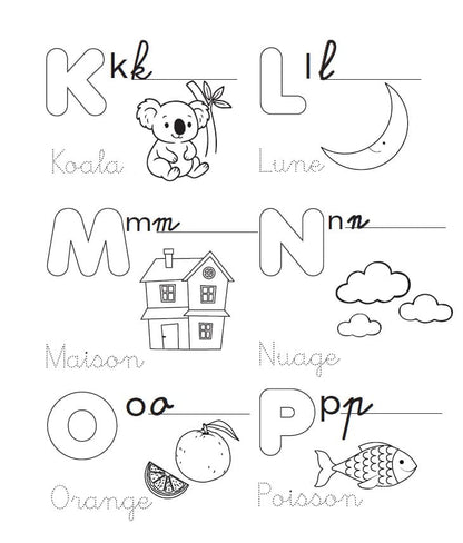 lettres à tracer et à colorier dans le cahier d'activités lavable pour les enfants de 3 ans