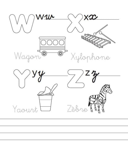 lettres du cahier d'activités pour les enfants de 4 ans