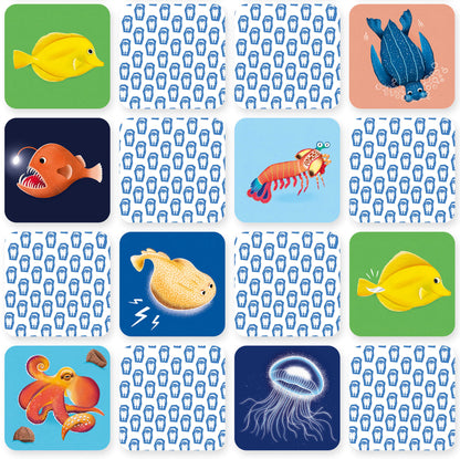 cartes présentant des animaux marins d'un jeu de memory pour enfant 4 ans 
