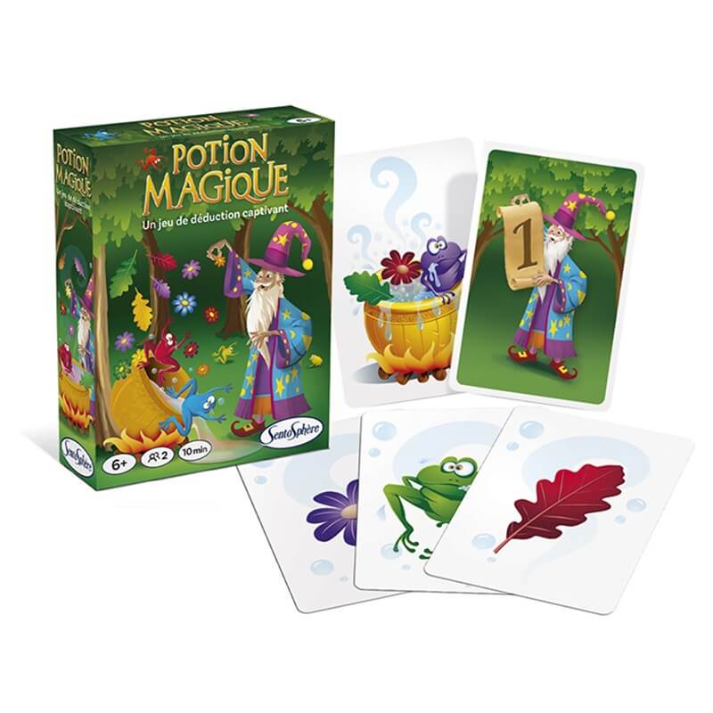 boîte et cartes du jeu de déduction Potion Magique pour enfant de 6 ans