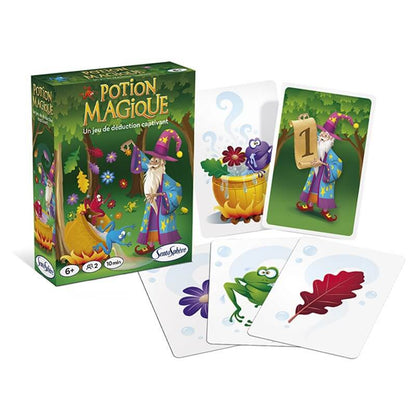boîte et cartes du jeu de déduction Potion Magique pour enfant de 6 ans