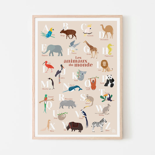 L’ABECEDAIRE DES ANIMAUX DU MONDE - BEIGE - AFFICHES - PAPIER CURIEUX