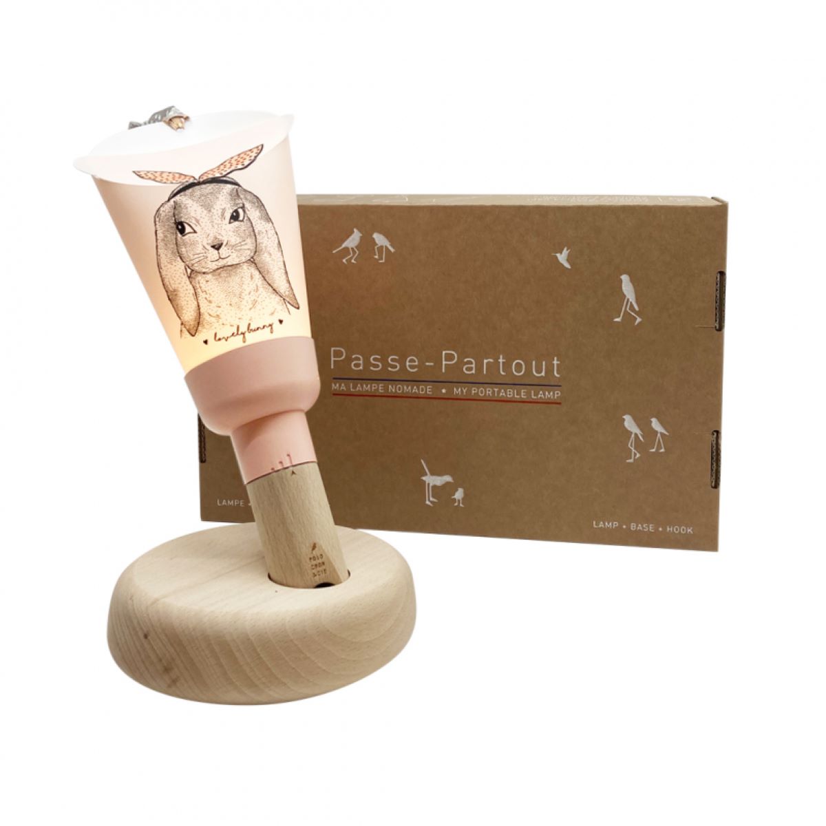 LAMPE PASSE - PARTOUT LAPIN SO SWEET ROSE POUDRE - COFFRET LAMPE NOMADE - MAISON POLOCHON