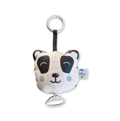 coussin musical à tête de panda en coton bio pour un cadeau de naissance original