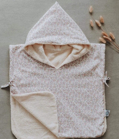 poncho de bain fleuri made in france en coton tout doux