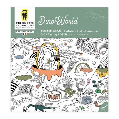 POSTER GEANT A COLORIER DINOWORLD - COLORIAGES - PIROUETTE CACAHOUETE
