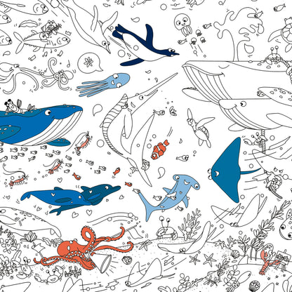 POSTER GEANT A COLORIER L’OCEAN - COLORIAGES - PIROUETTE CACAHOUETE