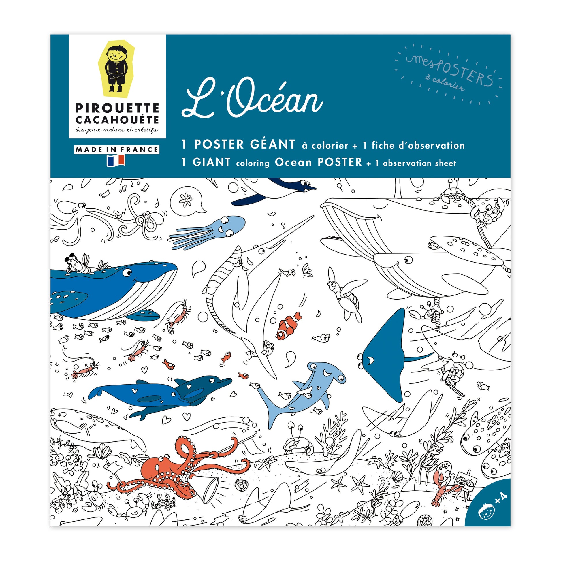 POSTER GEANT A COLORIER L’OCEAN - COLORIAGES - PIROUETTE CACAHOUETE