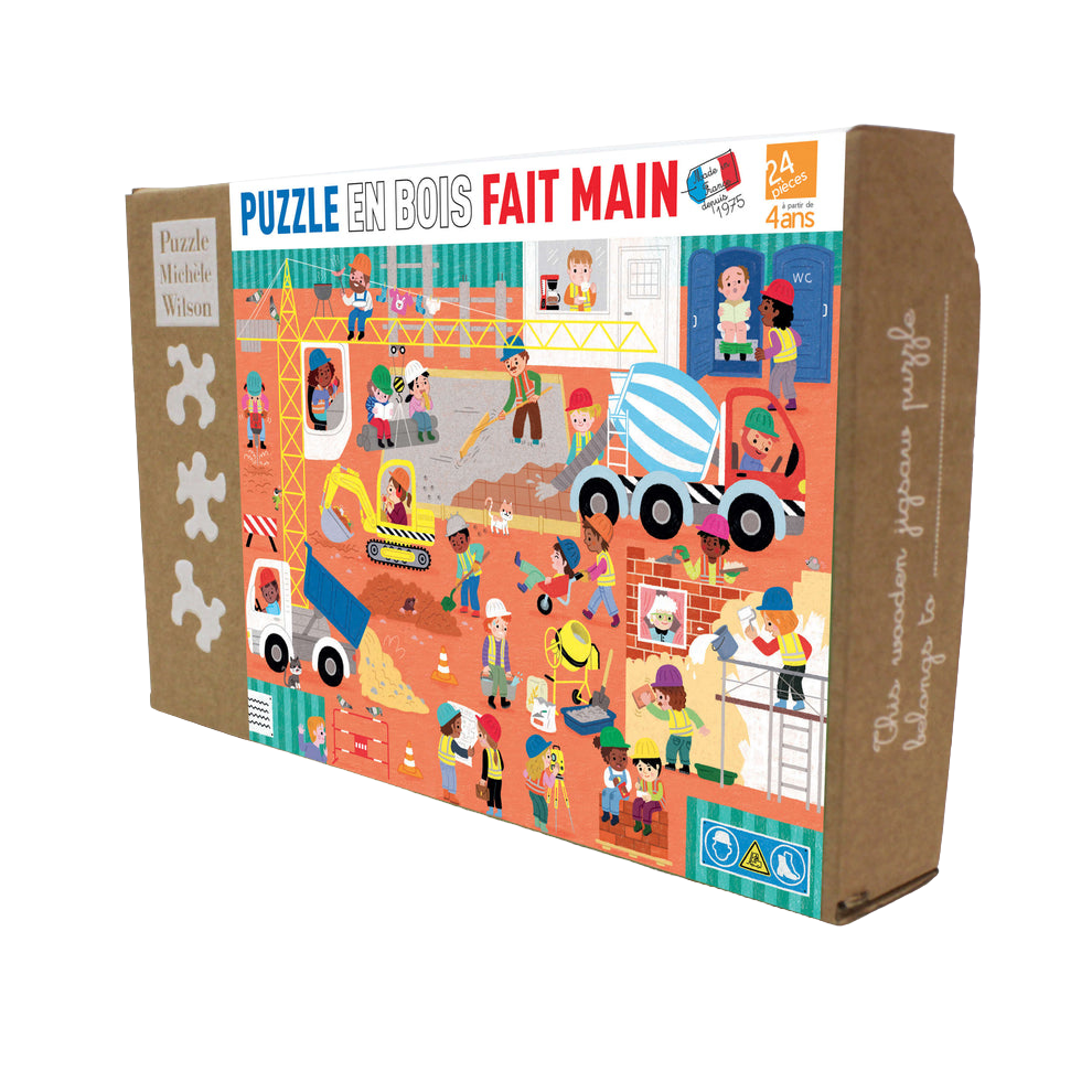 boite puzzle en bois enfant 4 ans thème chantier
