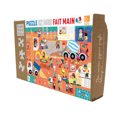boite puzzle en bois enfant 4 ans thème chantier