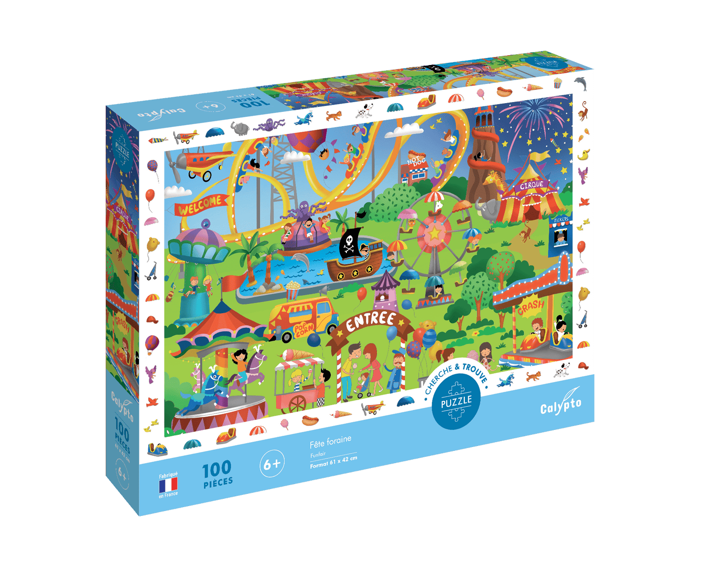 boite puzzle 100 pièces fete foraine pour enfant de 6 ans